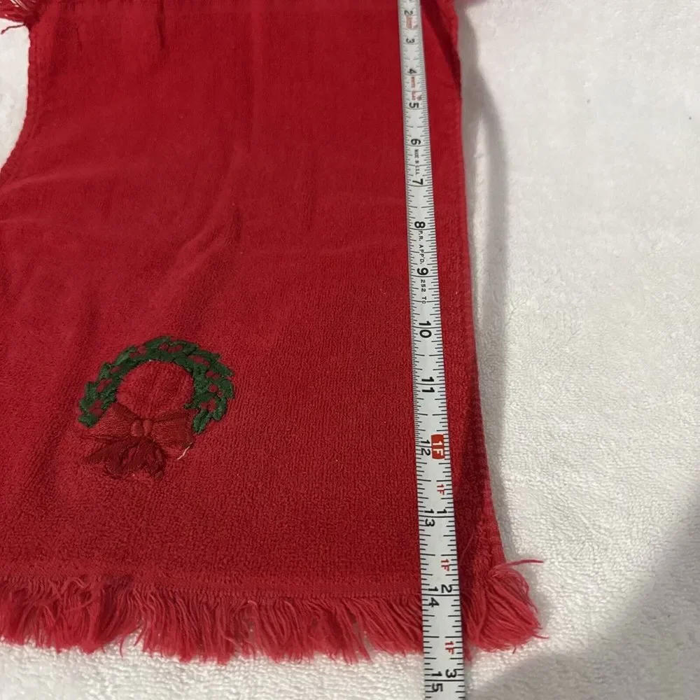 LOT‎ Vintage Holiday Fingertip Hand Towels Cannon Martex Red Christmas Fringe